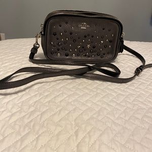 Coach gray crossbody bag with embellishment